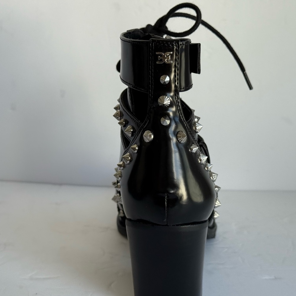 Sam Edelman Black Studded Lace-Up Boots - Picture 8 of 13